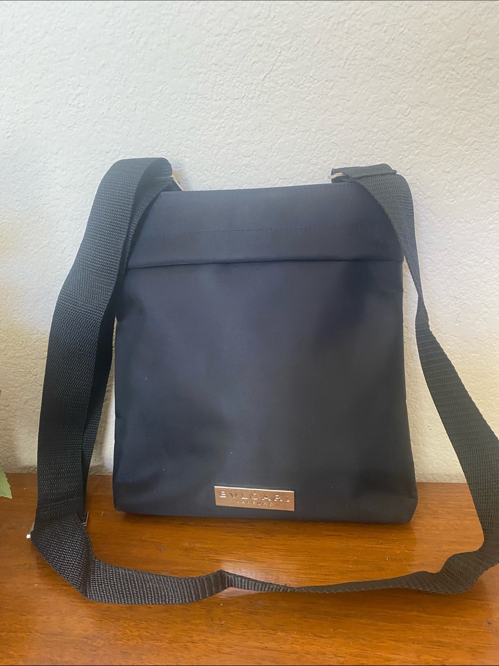 Bvlgari Parfum Black Nylon Crossbody Messenger Bag